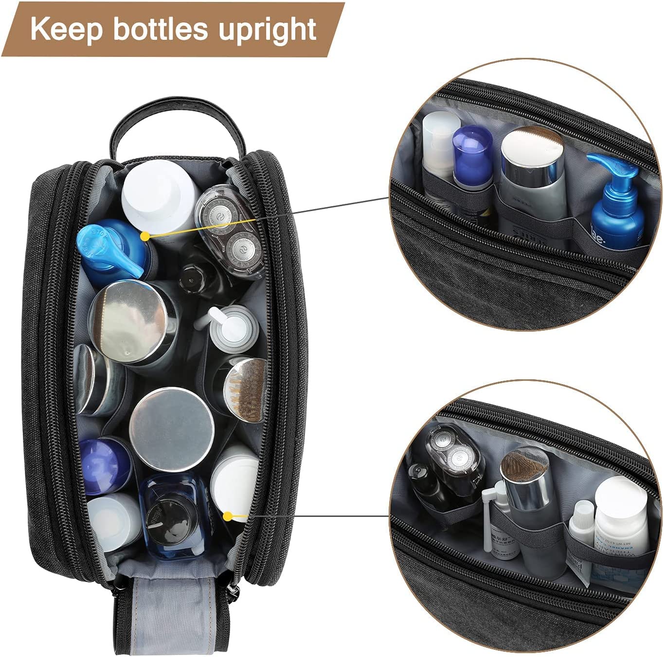 BAGSMART Toiletry Bag for Men， Travel Toiletry Organizer Dopp Kit Water-resistant Shaving Bag for Toiletries Accessories - Image 4